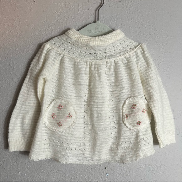Vintage Cream Soft Simple Modest Baby Sweater, BabyCrest, Size 6-9 months - Picture 1 of 6